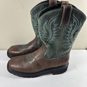J.B. Dillon Leather Cowboy Western Boots Mens Size 8D Sq Toe JBR1115 Brown EUC